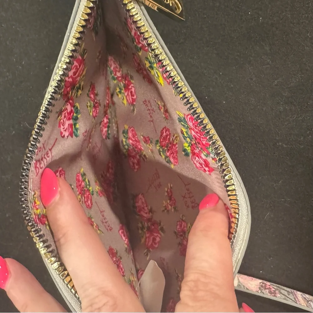 Betsey Johnson Pink Tote with Floral Scarf & Wristlet